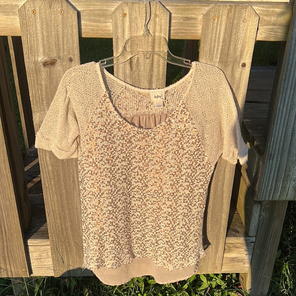 Sequin short sleeve shirt size small